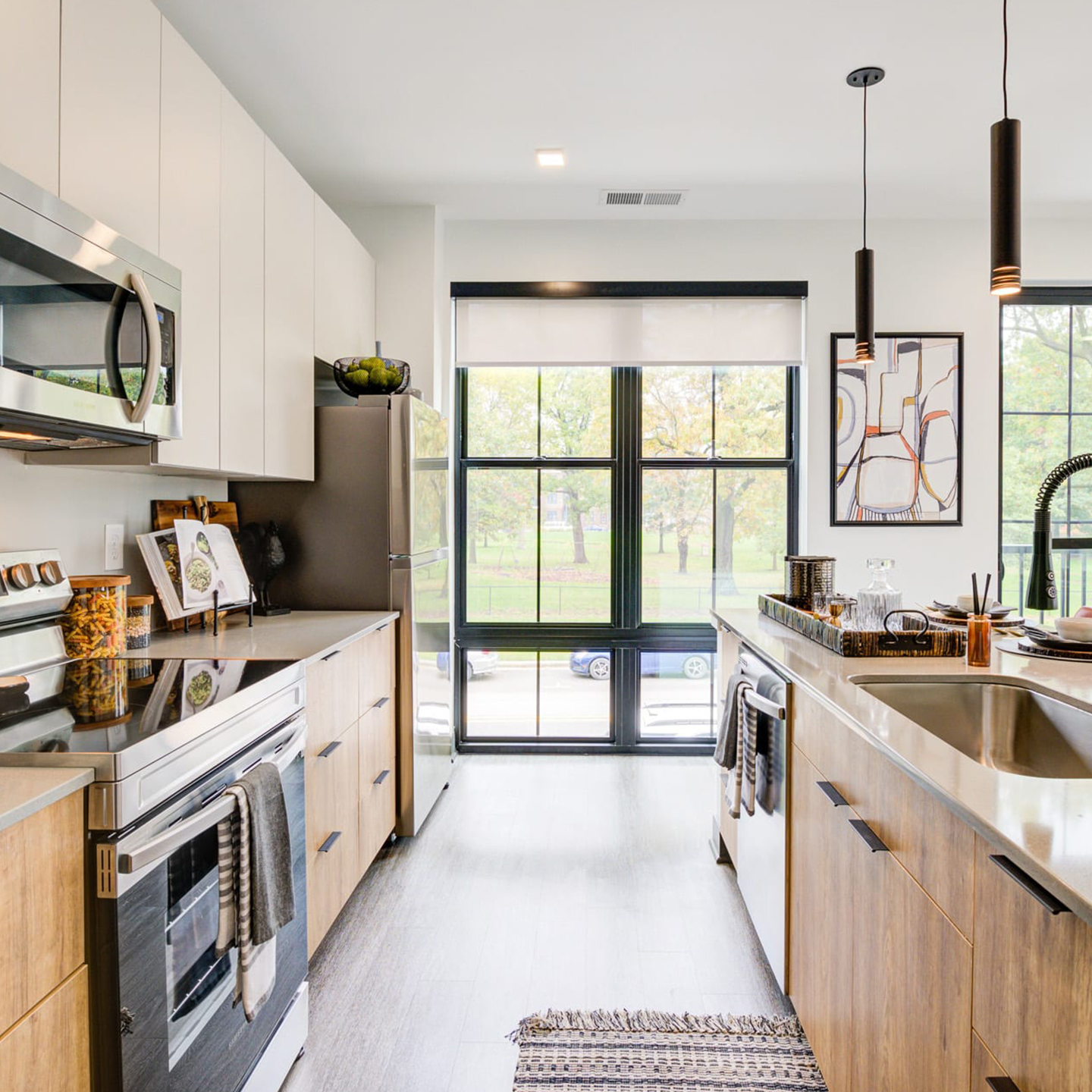 A kitchen with modern appliances